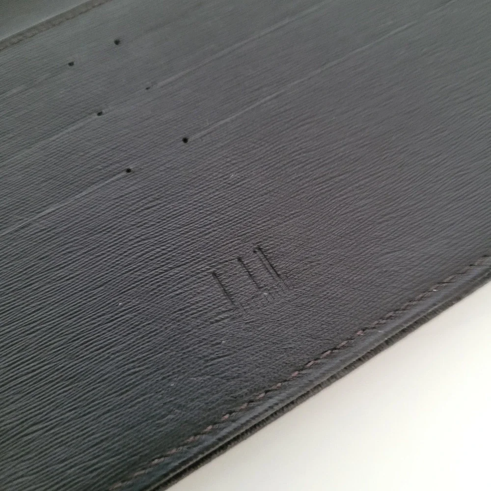Dunhill London Mens Long Bifold Wallet Black Nylon Leather Trim Slim Wallet